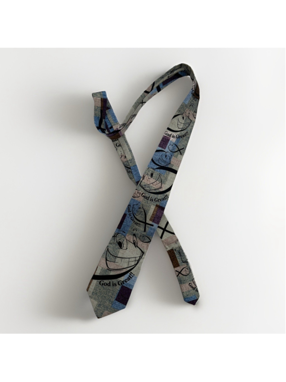 Vintage 90s Abstract Fish Novelty Tie Y2K Art Teacher Grandpa Core - Picture 2 of 2